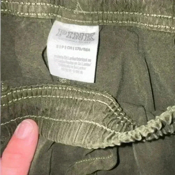 Pink by Victoria’s secret Army Green Draw String Joggers, Size‎  Small - Picture 3 of 4